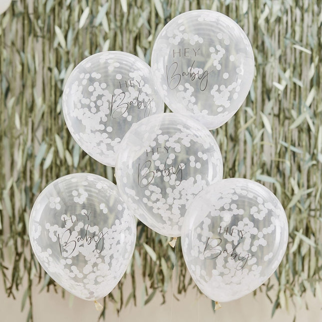 Confetti Ballonnen Hey Baby 30cm 5st van Ginger Ray koop je bij Partywinkel