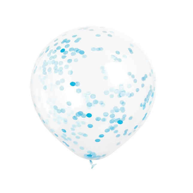 Confetti Ballonnen Lichtblauw 30cm 6st van Unique koop je bij Partywinkel
