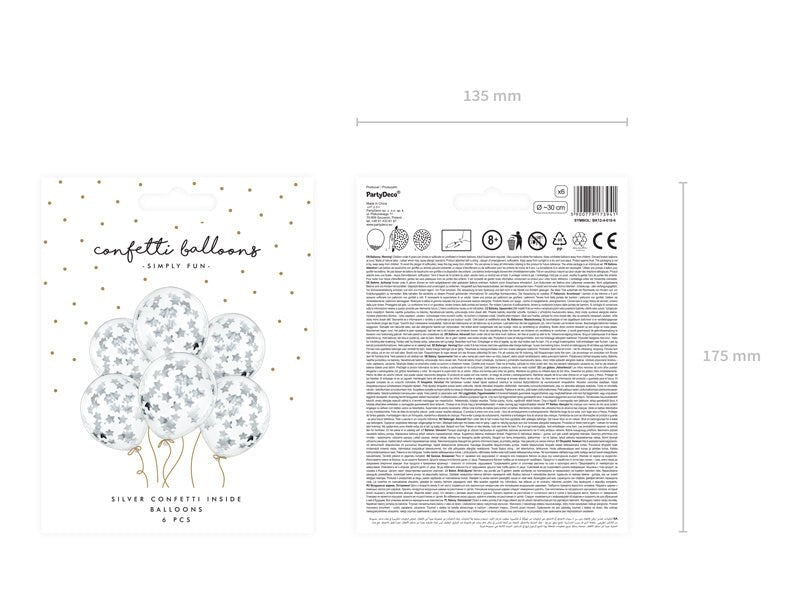 Confetti Ballonnen Zilveren Sterren 30cm 6st van Partydeco koop je bij Partywinkel
