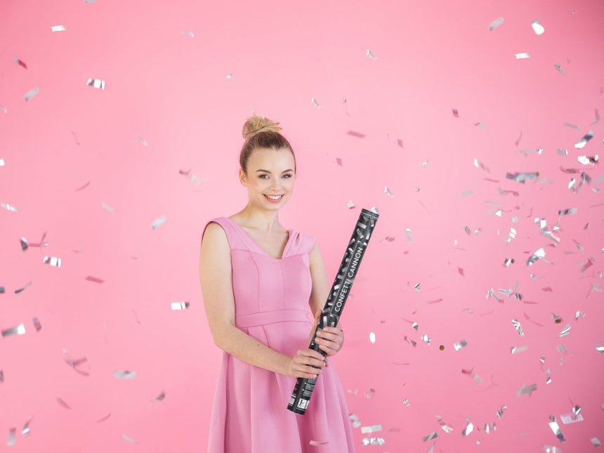 Confetti Kanon Zilver 60cm van Partydeco koop je bij Partywinkel