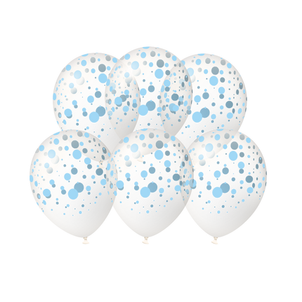 Blaue Luftballons mit Punkten, 30 cm, 6 Stück