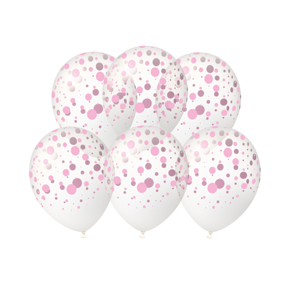 Hellrosa Luftballons mit Punkten, 30 cm, 6 Stück