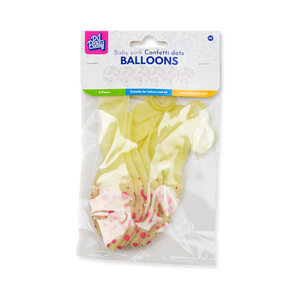 Hellrosa Luftballons mit Punkten, 30 cm, 6 Stück