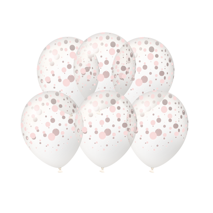 Roségoldene Luftballons mit Punkten, 30 cm, 6 Stück