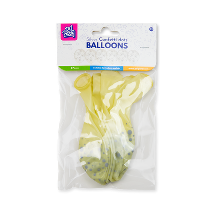 Silberne Ballons mit Punkten, 30 cm, 6 Stück
