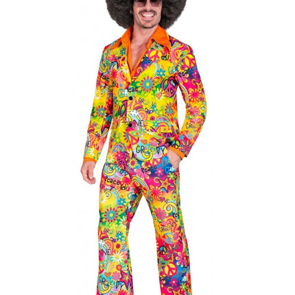 Hippie 60S Kostüm Bunte Männer Blumen