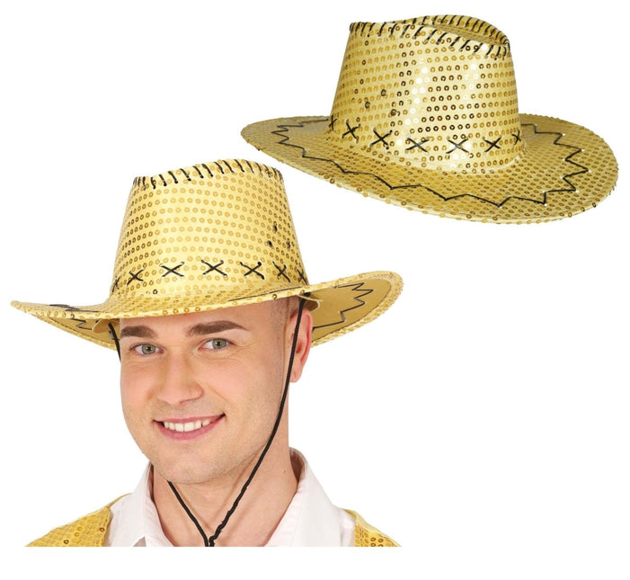Cowboy Hoed Goud Pailletten van Fiestas Guirca koop je bij Partywinkel