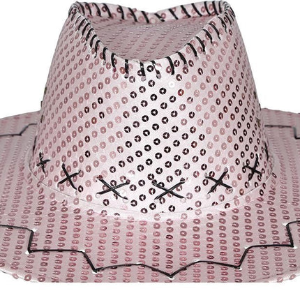 Cowboy Hoed Roze Pailletten - Partywinkel - 8434077230343