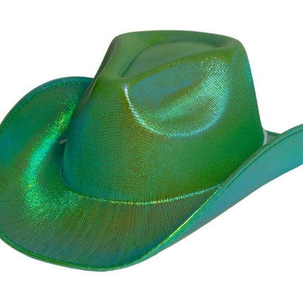 Cowboy Hoed Shiny Groen van Partychimp koop je bij Partywinkel