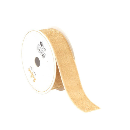 CREMEFARBEN SCHIMMERNDES SAMTBAND 25 MM X 3 M