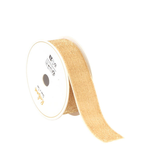 CREMEFARBEN SCHIMMERNDES SAMTBAND 25 MM X 3 M