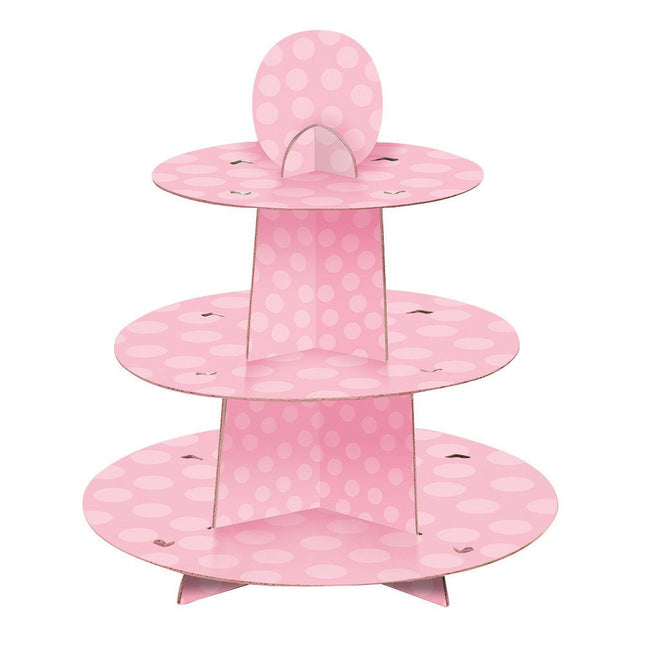 Cupcake Etagere Stippen Roze 34cm van Unique koop je bij Partywinkel