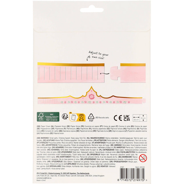 Prinzessinnenkrone Rosa 60cm 6 Stk.