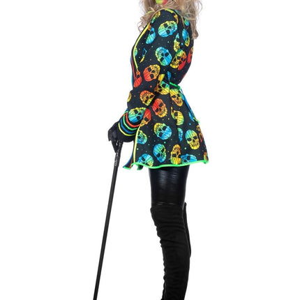 Dames jas neon skull - Partywinkel - 8720059074297