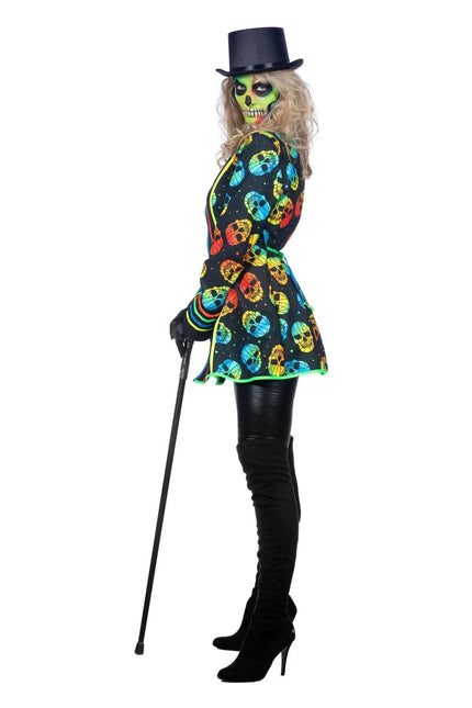 Dames jas neon skull - Partywinkel - 8720059074297