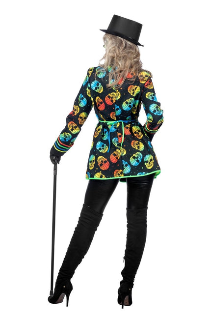 Dames jas neon skull - Partywinkel - 8720059074297