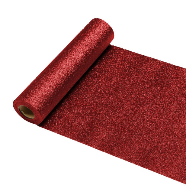 Roter Tischläufer Glitter 5m