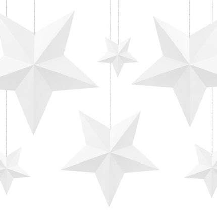 Decoratie Sterren Wit 6st van Partydeco koop je bij Partywinkel