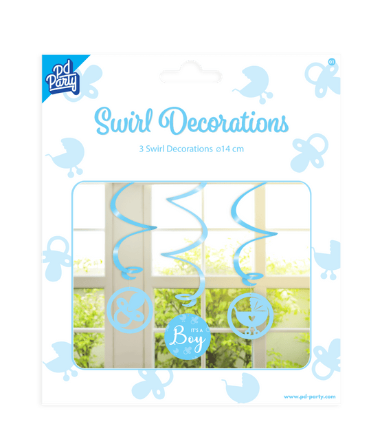 Decoratie Swirl Het Is Een Jongen 30cm 3st van Paper Dreams koop je bij Partywinkel