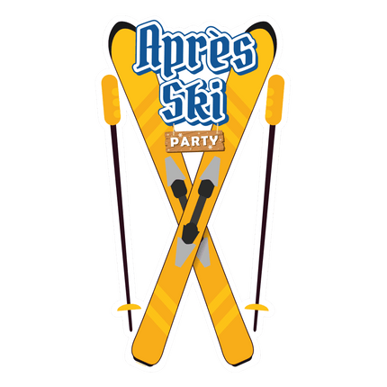 Blau-Gelbes Türschild Apres Ski 90cm