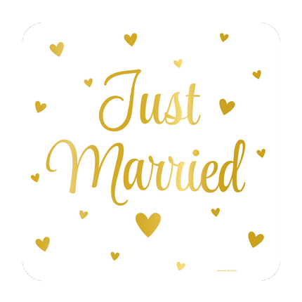 Gold Weißes Türschild Just Married 50cm