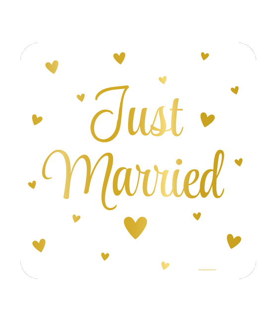 Gold Weißes Türschild Just Married 50cm