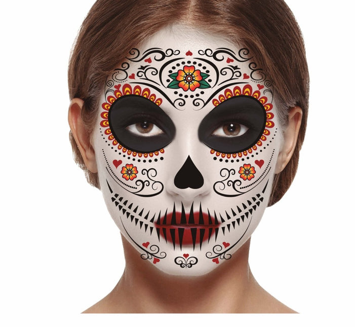 Dia De Los Muertos Gezicht Stickers 30x14 cm van Fiestas Guirca koop je bij Partywinkel