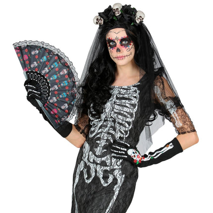 Dia De Los Muertos Handschoenen 40cm van Widmann koop je bij Partywinkel