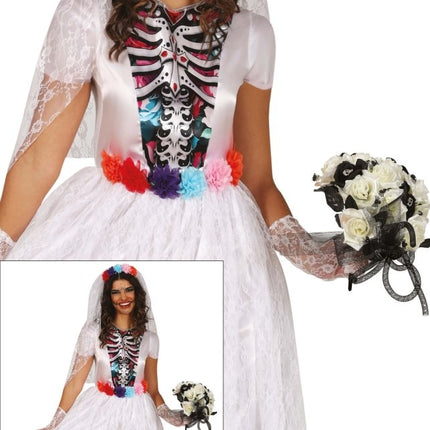 Dia De Los Muertos Jurk Wit Dames Bruid van Fiestas Guirca koop je bij Partywinkel