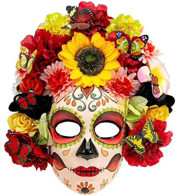 Dia De Los Muertos Masker Gekleurd Bloemen van Widmann koop je bij Partywinkel