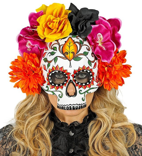 Dia De Los Muertos Masker Gekleurd Schedel van Widmann koop je bij Partywinkel