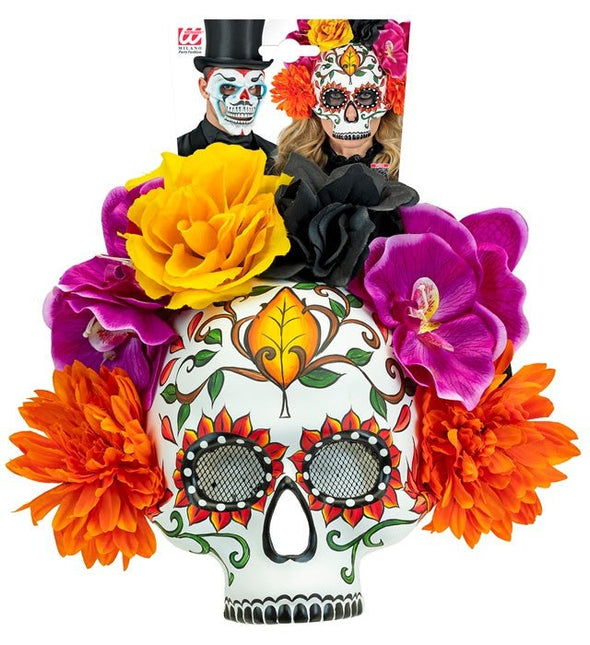 Dia De Los Muertos Masker Gekleurd Schedel van Widmann koop je bij Partywinkel