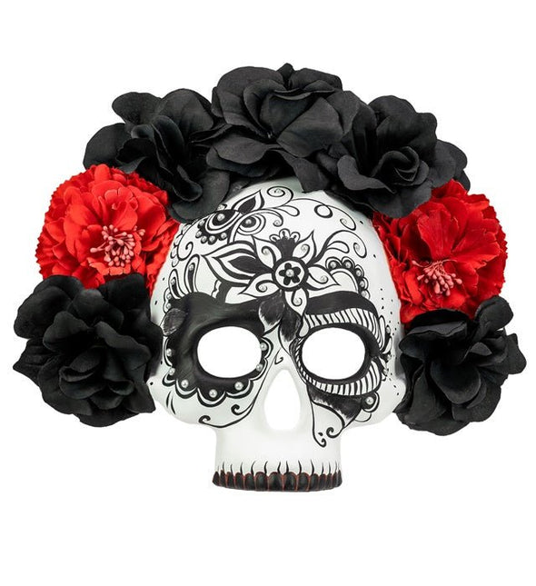 Dia De Los Muertos Masker Zwart Wit Schedel van Widmann koop je bij Partywinkel