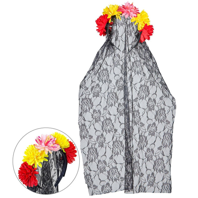 Dia De Los Muertos Sluier van Widmann koop je bij Partywinkel