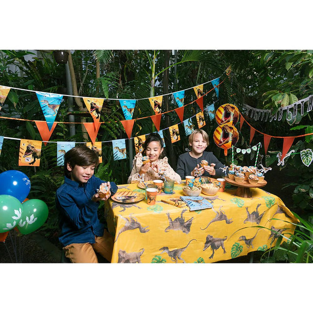 Dino Borden Gekleurd Papier 23cm 8st - Partywinkel - 8712026506061