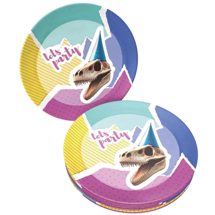 Dinosaurus Borden Lets Party 23cm 8st van VDV Benefit koop je bij Partywinkel