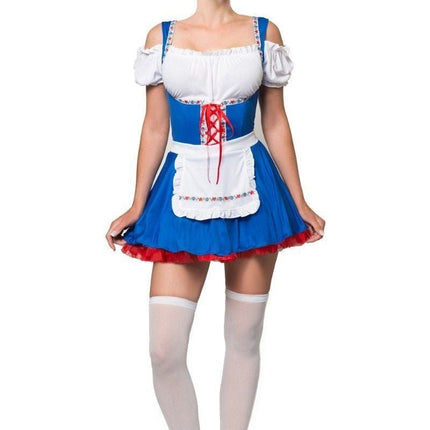 Dirndl Jurk Oktoberfest Blauw Rood van PartyXclusive koop je bij Partywinkel