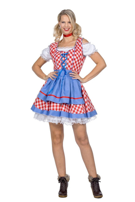 Dirndl Jurk Oktoberfest Rood Geblokt - Partywinkel - 8720059065462