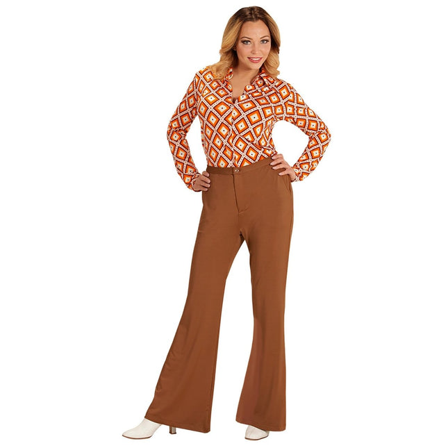 Disco 70S Broek Bruin Dames van Widmann koop je bij Partywinkel