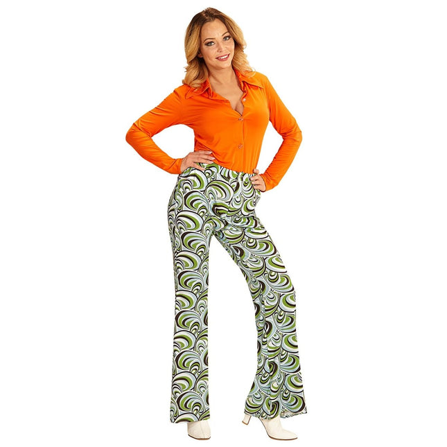 Disco 70S Broek Groen Dames van Widmann koop je bij Partywinkel