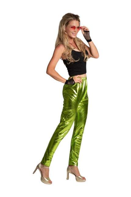 Disco 70S Broek Groen Metalic van Partychimp koop je bij Partywinkel