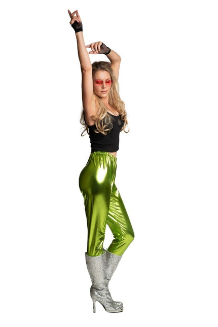 Disco 70S Broek Groen Metalic van Partychimp koop je bij Partywinkel
