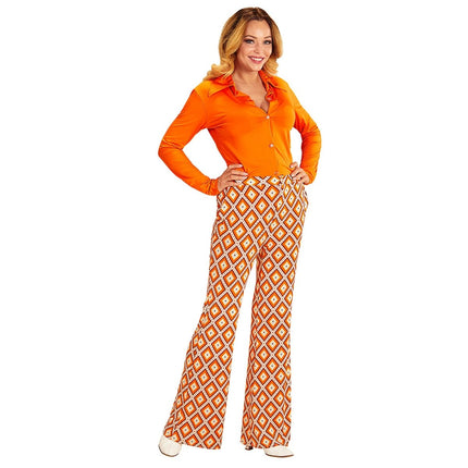 Disco 70S Broek Oranje Dames Ruit van Widmann koop je bij Partywinkel