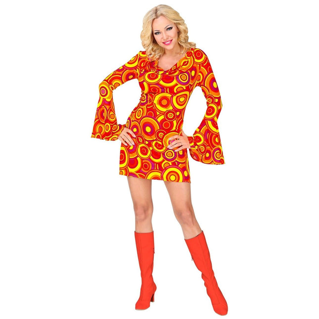 Disco 70S Jurk Oranje Dames van Widmann koop je bij Partywinkel