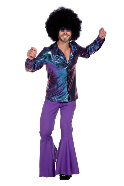 Disco Blouse Metallic Paars Blauw van Wilbers & Wilbers koop je bij Partywinkel