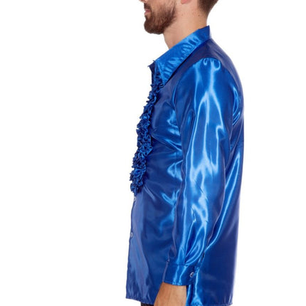 Disco Blouse Ruches Blauw van Wilbers & Wilbers koop je bij Partywinkel
