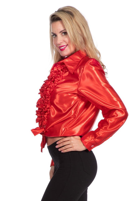 Disco Blouse Ruches Rood van Wilbers & Wilbers koop je bij Partywinkel