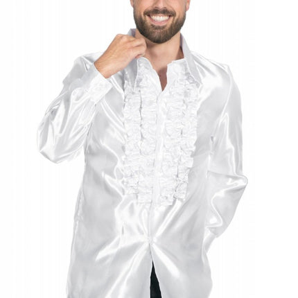 Disco Blouse Ruches Wit van Wilbers & Wilbers koop je bij Partywinkel