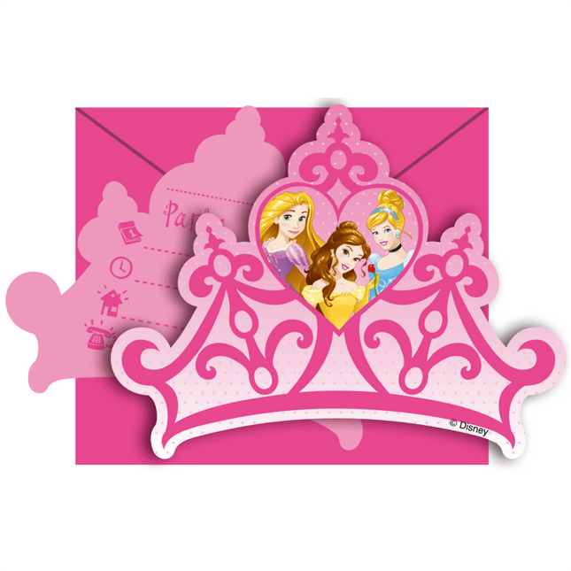 Disney Prinsessen Uitnodigingen 6st - Partywinkel - 5201184850060