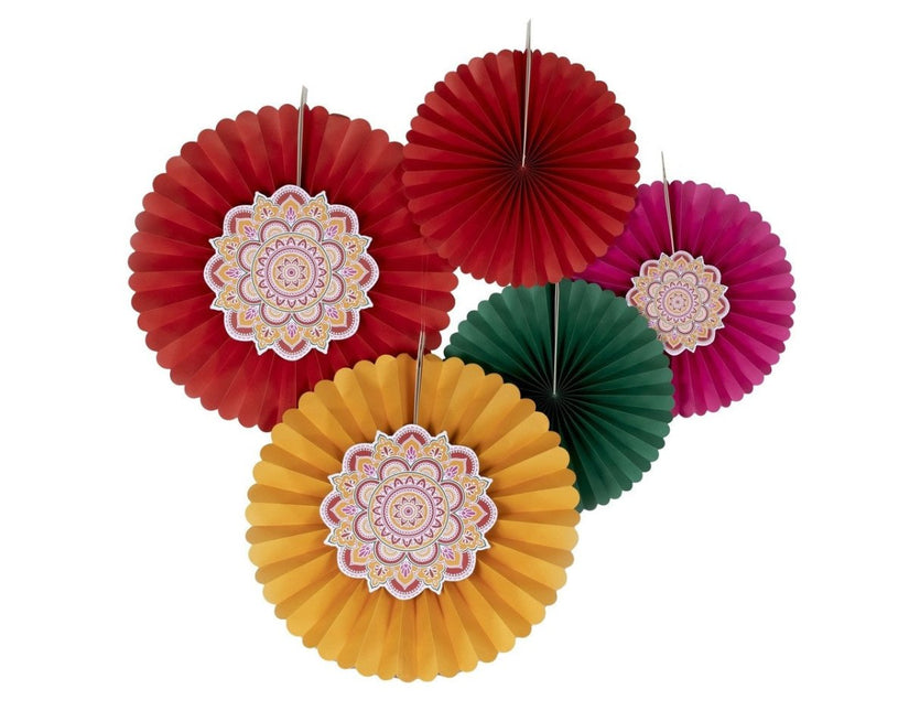 Diwali Papieren Waaiers 5st van Ginger Ray koop je bij Partywinkel